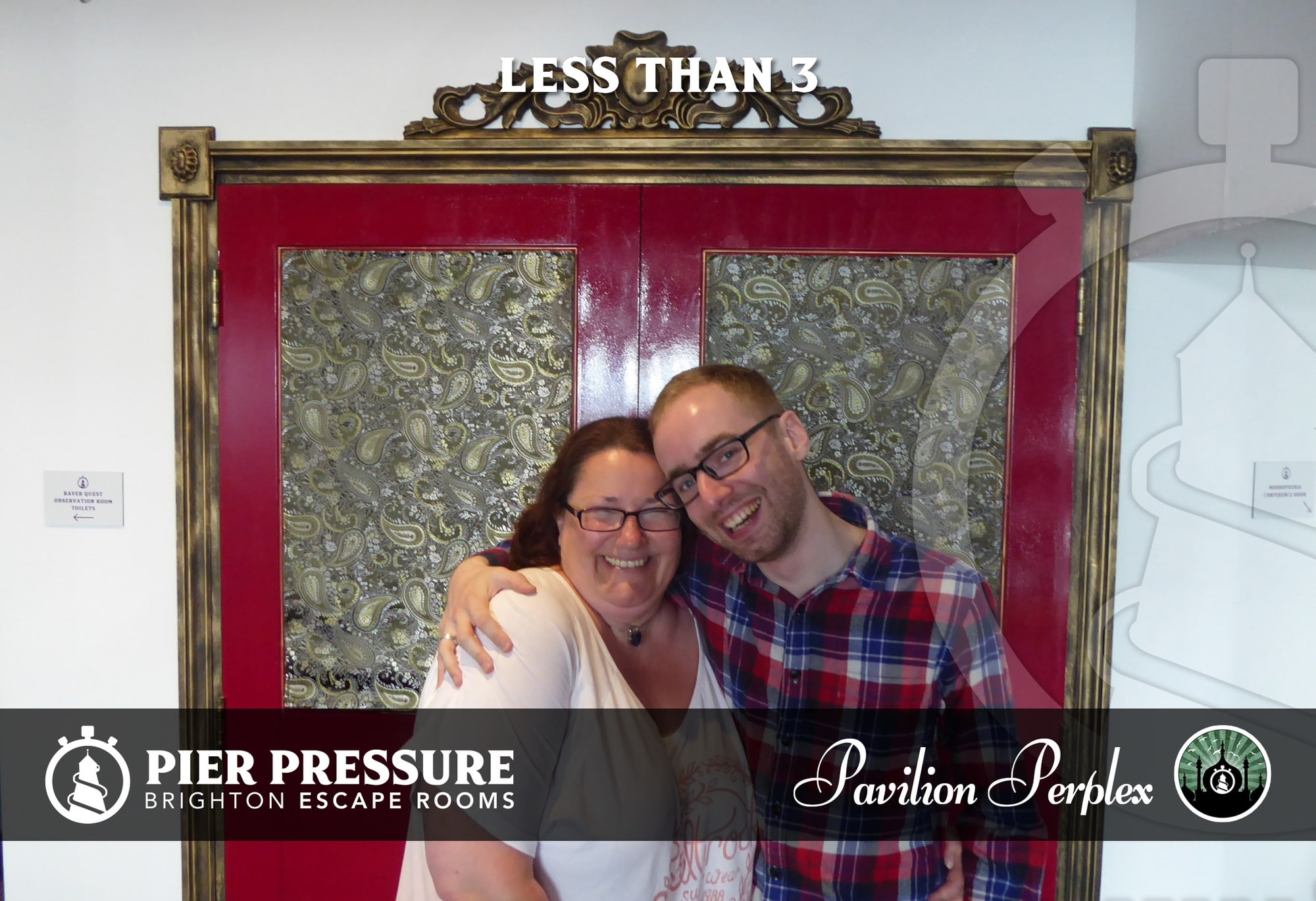 Anthony and Trenna pose after The Pavillion Perplex at Pier Pressure, before the ornate Pavilion Perplex doors.