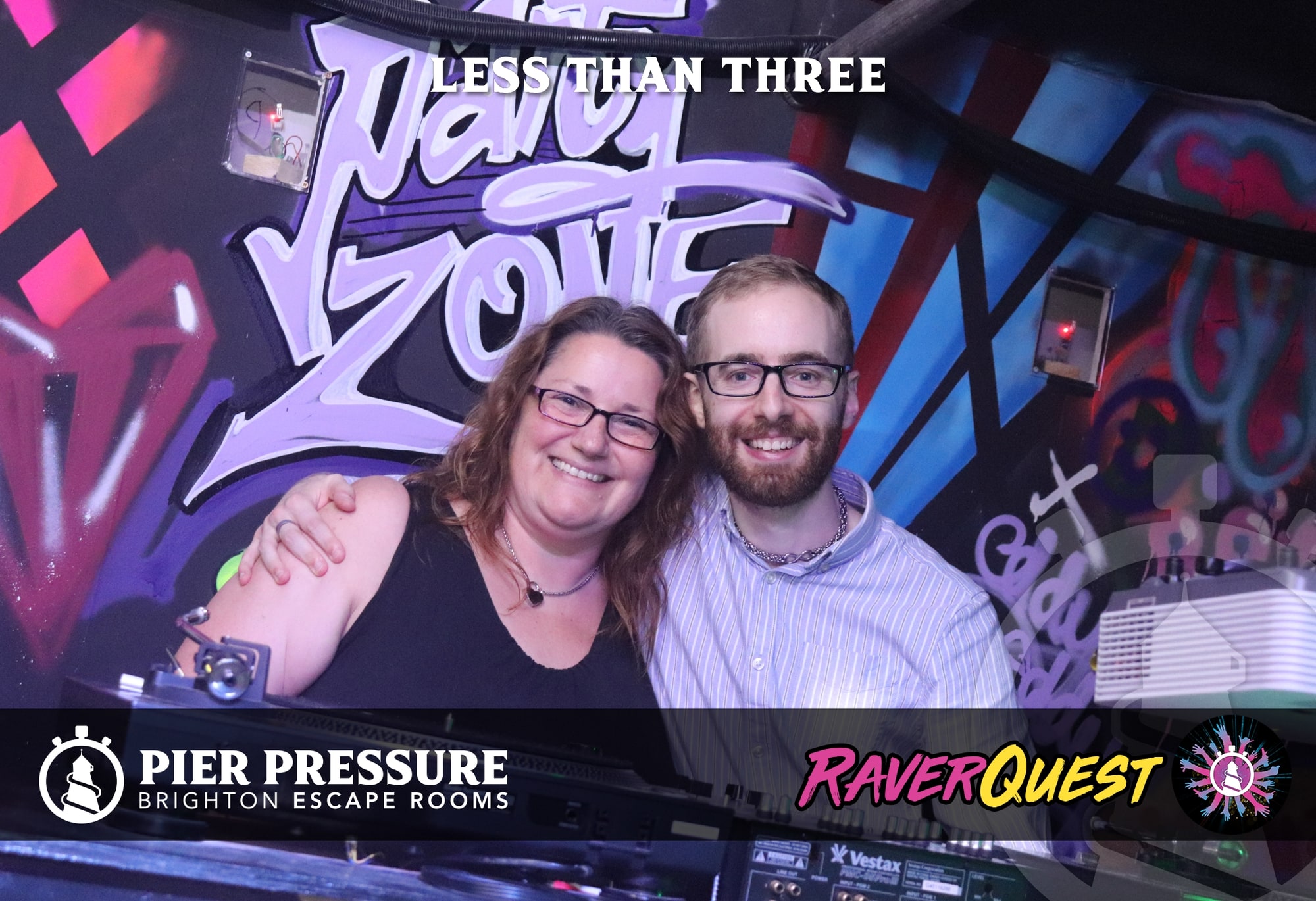 Anthony and Trenna pose after Raver Quest at Pier Pressure, before the RaverQuest graffiti wall.